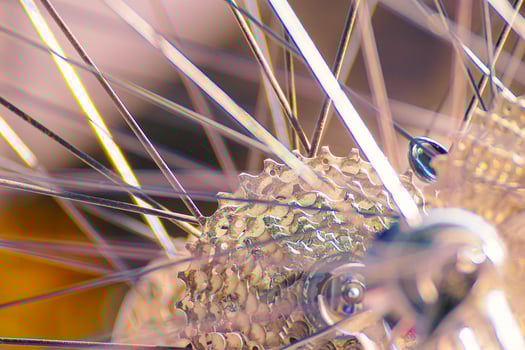 Bicycle maintenance with focus on the gear cluster repair shop concept photo