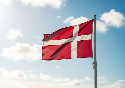 Red and White Cross Flag of Denmark photo
