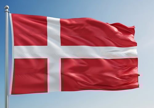 Flag of Denmark Flying Proudly Outdoors photo