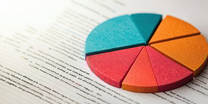 Colorful pie chart financial graph business report on document photo