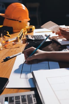 Construction planning tools on a table photo