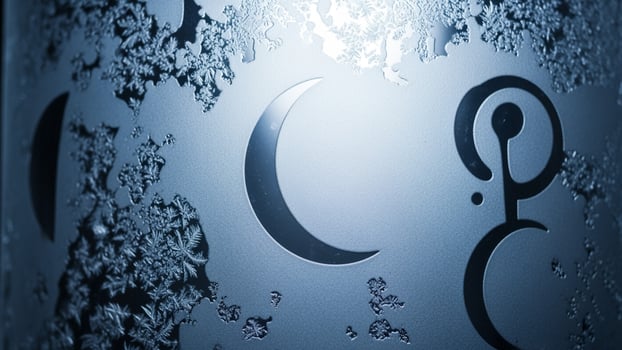 A close up of the number 3 with a crescent moon photo