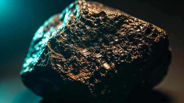 A rock with a bright light behind it photo