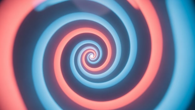 A spiral with blue and red lights photo