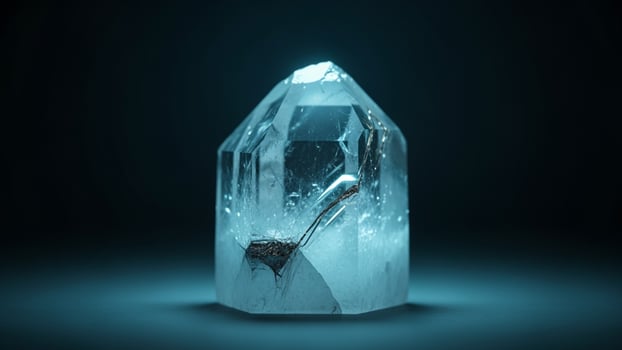 A crystal with a knife on top of it photo
