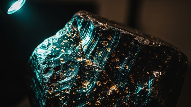 A large rock with a light shining on it photo