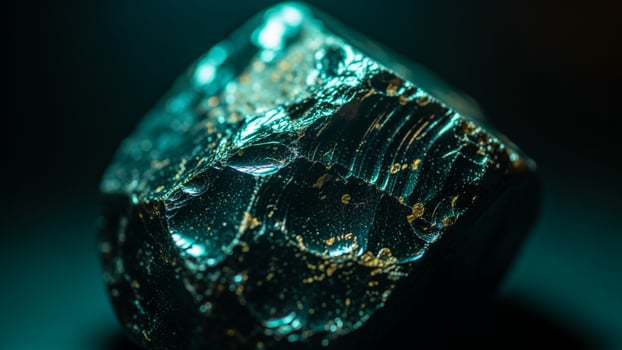 A rock with a green and black color photo