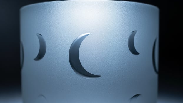 A glass cup with a moon design on it photo