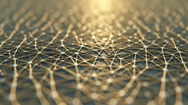 Abstract background with golden lines and dots photo