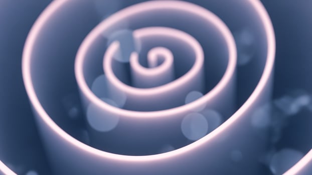A spiral is shown in a blue background photo