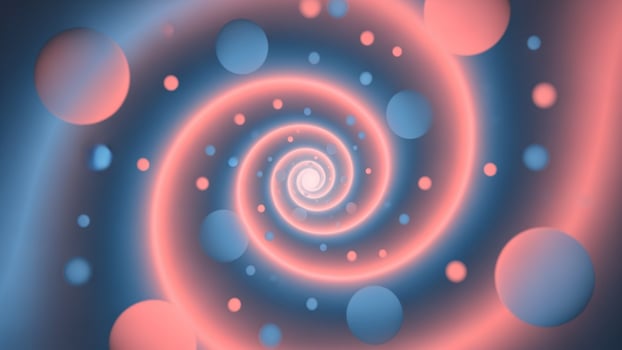 A spiral with blue and pink circles photo