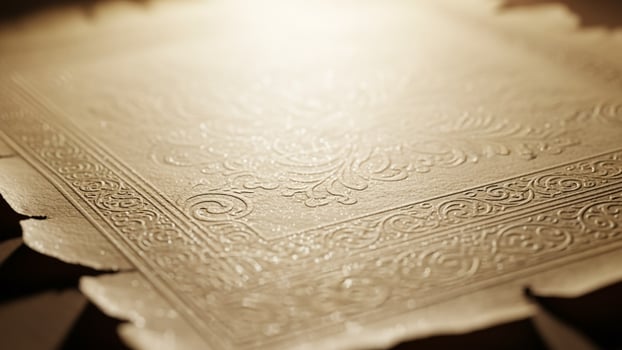 A close up of a gold book with ornate designs photo