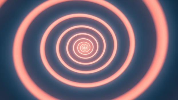 A red and pink spiral is shown in the center of the image photo