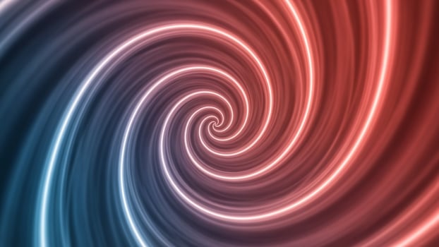 A red and blue spiral with a red and blue light photo