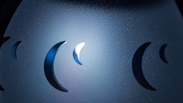 A close up of a blue and white light bulb photo