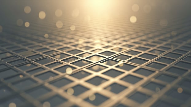 Abstract background with golden grid lines and light photo