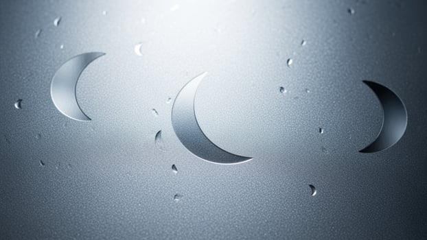 A close up of three crescents on a glass surface photo