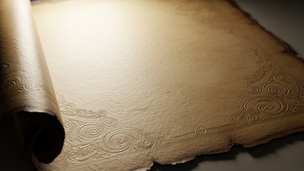 An old scroll with ornate designs on it photo