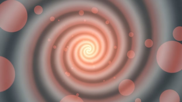 A spiral with many red circles on it photo