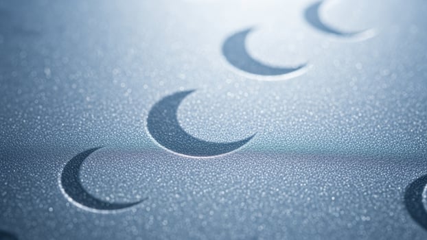 A close up of a crescent moon on a shiny surface photo
