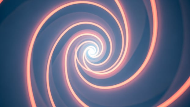 A spiral with bright red and blue lights photo