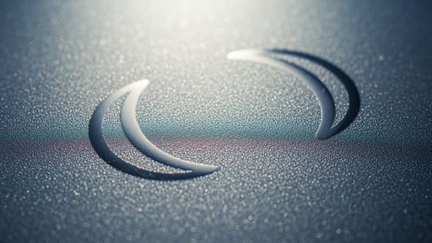 A close up of a metal circle with a blue background photo
