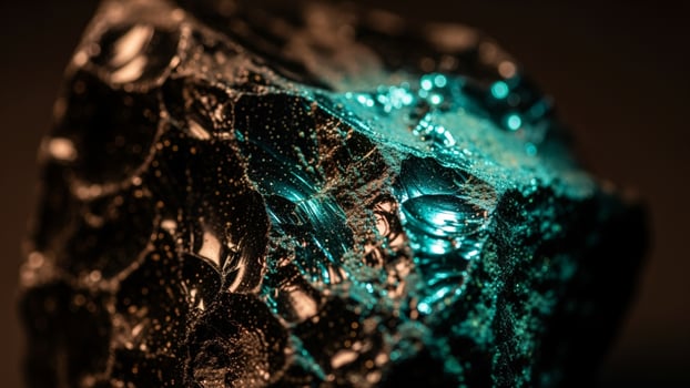 A rock with blue glowing on it photo