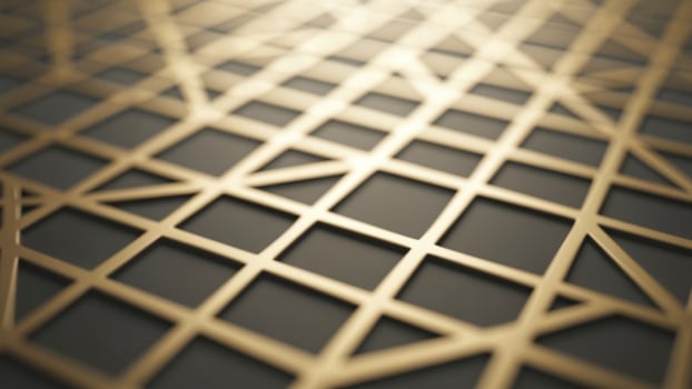 Golden grid background with a black background photo