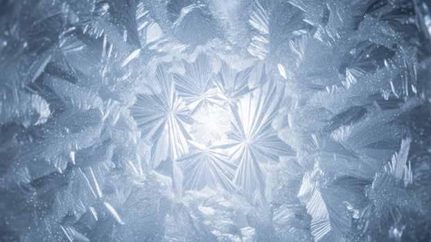 Frozen ice crystals on a window photo