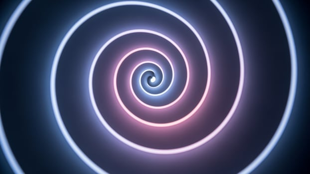 A spiral with neon lights on it photo