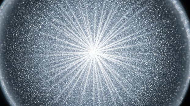 A starburst is shown in a black and white image photo