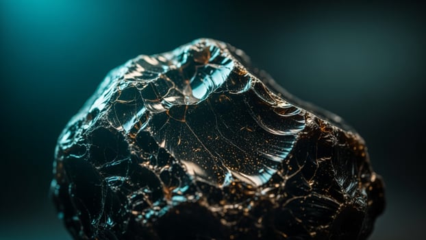 A rock with black and gold paint on it photo