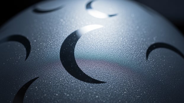 A close up of a shiny egg with a crescent moon on it photo