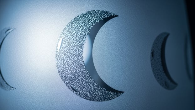 A close up of a moon with three crescents photo