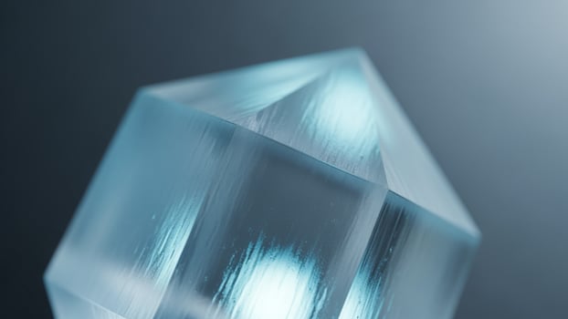 A crystal is shown in a dark room photo