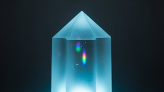 A crystal with rainbow light on it photo