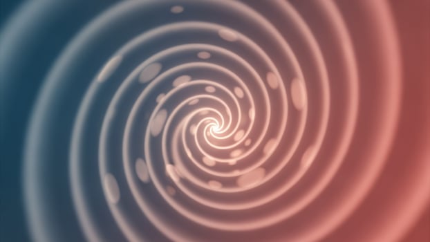 A spiral is shown in a blue and red background photo