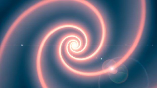 A spiral with a bright red light photo