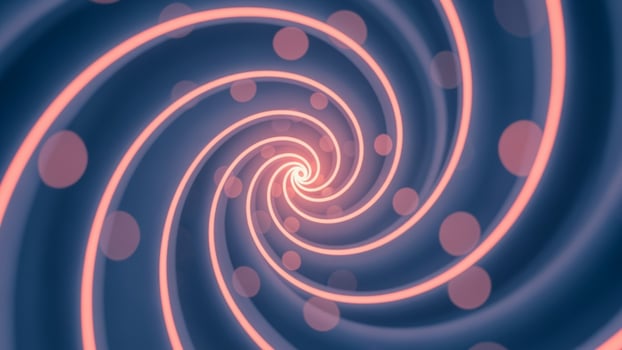 A spiral with pink and blue dots photo