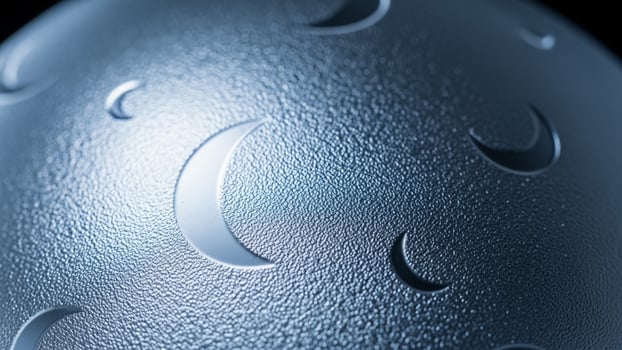 A shiny blue ball with a moon on it photo