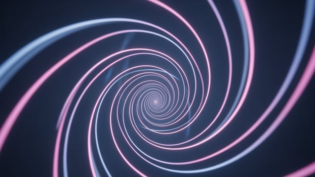 A spiral with pink and blue lines moving in a dark background photo