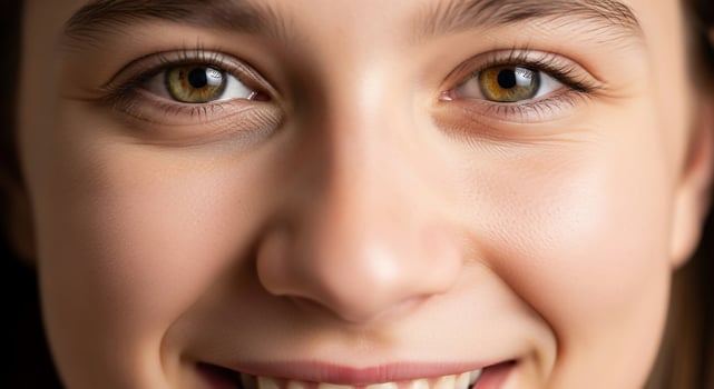A close up of a young woman with green eyes photo