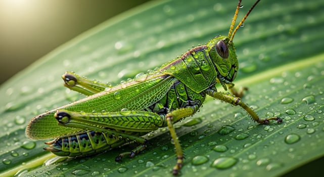 Grasshopper on a leaf photo