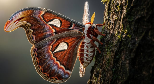 A large moth with a large head and wings photo