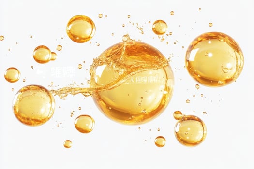Oil drops in water on a white background photo