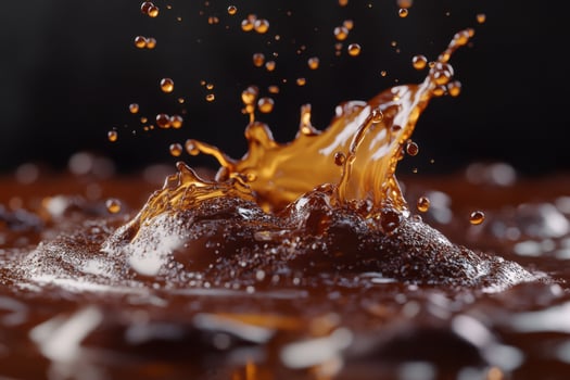A splash of chocolate syrup is falling into a bowl photo