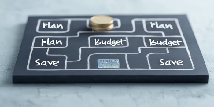 Financial planning labyrinth concept with path ways to success photo
