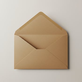 An open envelope on a white background photo