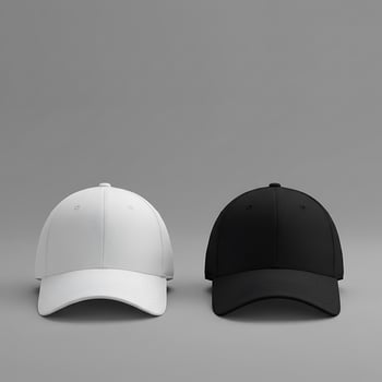 White and black baseball cap mockup 3d render photo