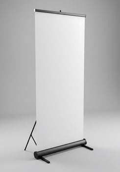 A white screen stand on a gray background photo